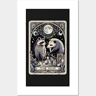 Team Trash Tarot Card Opossum Witchcraft Goth Possum Racoon Posters and Art